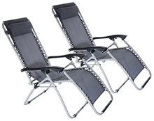 Set 2 Sedie Sdraio Zero Gravity Reclinabili Pieghevoli in Acciaio e Textilene Ibiza Grigio