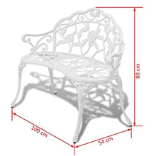 Cikonielf - Panca da giardino, 2 posti, con motivo floreale, 100 x 54 x 80 cm, colore: Bianco
