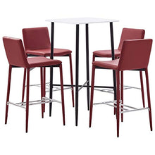 UnfadeMemory Set da Bar Set di mobili per Cucina, Mobili da Bar Tavolo 5 pz in Similpelle Rosso Vino