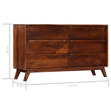 FAMIROSA Cassettiera Marrone 140x40x80 cm in Legno Massello di Mango