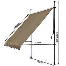 QUICK STAR Tenda da sole per balcone, 250 x 130 cm, colore beige, altezza regolabile da 200 a 290 cm, per balconi, senza fori