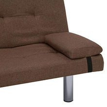 Festnight- Divano Letto in Similpelle con 2 Cuscini, Marrone