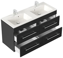 Set da bagno Helios 4 parti incl. armadio a specchio in nero satinato