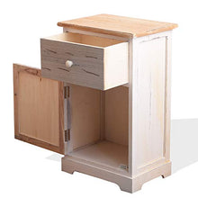 Rebecca Mobili Comodino, Paulownia, Bianco Marrone, 56 x 35 x 25 cm