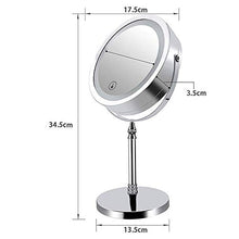 Specchio per Il Trucco, Specchio per Il Trucco Illuminato a LED, Specchio con ingrandimento 5X con Luce, Specchio cosmetico da appoggio, bifacciale, Corpo in Metallo Cromato Lucido