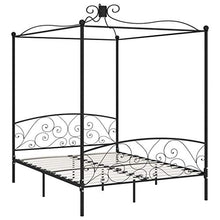 SKM Letto a Baldacchino Nero in Metallo 160x200 cm (29.8kg)