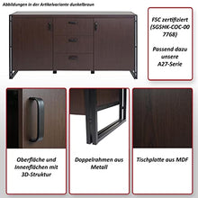 Cassettiera credenza design HWC-A27 40x160x80cm metallo MDF colore rovere