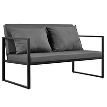 casa.pro] Divano da Giardino - Sofa Esterno - 70 x 114 x 60 cm - Mobile da Giardino Imbottito - Grigio/Nero