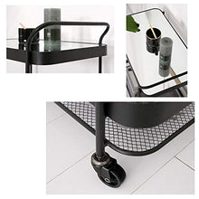 Carrello/Auto da Pranzo in Ferro battuto, Portatile Multifunzione, Carrello da tè Mobile Domestico, credenza Semplice, Nero (60 * 37 * 76cm)