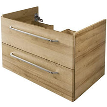 FACKELMANN Set di mobili da bagno grande, 5 pezzi, modello Milano sospeso, vasca in ceramica da 100 cm e armadietto a specchio a LED