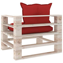 FAMIROSA Divano da Giardino in Pallet con Cuscini Rossi in Legno di Pino