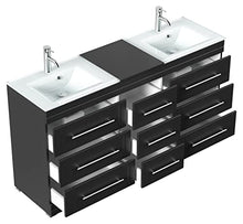 Mobile bagno a terra Vitro Modern con lavabos in vetro nero satinato