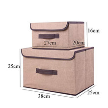 2 scatole portaoggetti pieghevoli con coperchio, in tessuto non tessuto, grande capacità, per vestiti, scarpe, giocattoli Beige