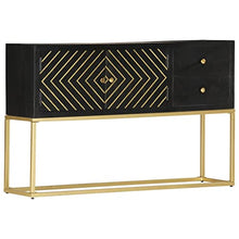 vidaXL Credenza Nero e Oro 120x30x75 cm in Legno Massello di Mango