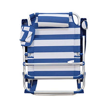 Rainbow Beach Chair, Sedia Pieghevole per Spiaggia, Giardino, Campeggio (2 unità, Strisce blu e bianche)
