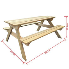 Oushome Tavolo da Picnic 150x135x71,5 cm in Legno