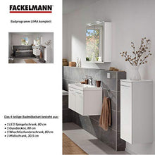 FACKELMANN - Set di mobili da bagno, 4 pezzi, colore: Bianco lucido Lima - Mobile sottolavabo in ghisa, 80 cm e LED
