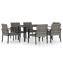 SKM Set da Pranzo da Giardino 7 pz in Polyrattan Grigio (50.55kg)
