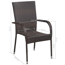 Tidyard Set di Sedie da Pranzo da Esterno, 2 pz Sedia da Giardino Impilabili in Polyrattan Marrone
