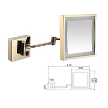 HGXC Specchio da Barba per Trucco per Hotel da toeletta con Ricarica USB Quadrata allungabile Regolabile da 8 Pollici con ingrandimento 3X