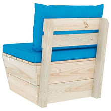 Festnight Divano Centrale da Giardino Blu Chiaro su Pallet e Cuscini Legno di Abete