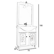 Shop Chic Mobile bagno bianco shabby da 75 cm con specchio applique e vetri decorato