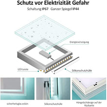 EMKE Specchio Bagno LED con Interruttore Tattile + Orologio + Anti-appannamento + Luce Bianca Fredda 6500K