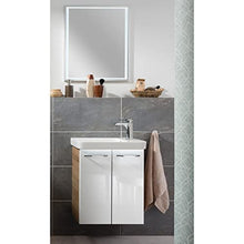 FACKELMANN - Set di mobili da bagno stretti e lucidi, 3 pezzi, Milano, WC con mobiletto sottolavabo da 55 cm e specchio da bagno a LED
