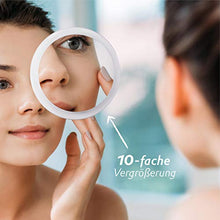 Fantasia - Specchio cosmetico ingranditore, ingrandimento 10x, in acrilico trasparente, con ventose, Ø interno 8 cm