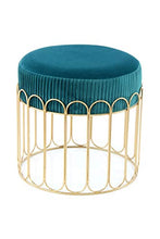One Couture Sgabello, Poliestere, Petrolio/Oro, 40cm x 40cm x 39cm