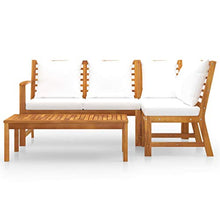 FAMIROSA Set Divani da Giardino 4 pz con Cuscini Crema in Legno Acacia-7771