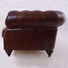 Castlefield - Divano a 3 posti, stile Chesterfield, vintage, in vera pelle