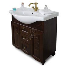 Shop Chic Mobile Bagno 85 cm Arte povera Completo con Specchio e intarsi