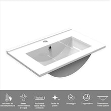580x380x410mm Arredo Bagno a Muro Bianco, Bagno Sospeso con Lavabo in Ceramica
