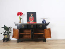 Yajutang Credenza cinese con 4 ante e 3 cassetti, colore: nero