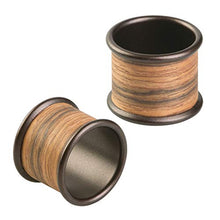 InterDesign RealWood Anelli Portasalviette, Set di 4, Metallo, Marrone, 4.5x3.5x0.2 cm