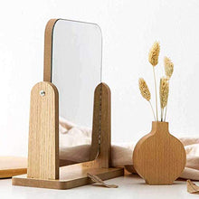 LBWARMB Trucco Specchio con luci Trucco Desktop Mirror di Legno della Struttura Pieghevole Rettangolare Cosmetic HD Specchio, Supporto Girevole, Indipendente