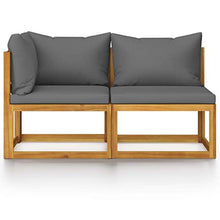FAMIROSA Set Divani da Giardino 2 pz con Cuscini Grigio Scuro in Acacia