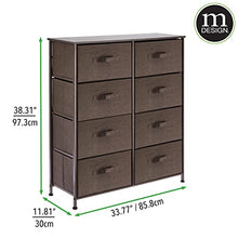 mDesign Cassettiera moderna per camera da letto, corridoio, bagno, ingresso ecc. – Canterano in fibra sintetica, struttura in metallo e ripiano in legno MDF– Comò con 8 cassetti – marrone scuro