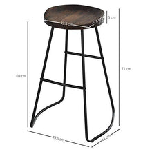 benzoni Set 2 Sgabelli da Bar Alti in Acciaio e Legno 49,5x44x71 cm Marrone Scuro