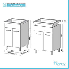 Mobile Lavatoio, L.60xP.50xH.86.5, Grigio, Vasca in Ceramica, con Strofinatoio Integrato