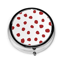 Scatola rotonda per medicina portatile, mini portapillole in metallo, dispenser per pillole, borsa da tasca, regalo da viaggio, a pois rossi e bianchi