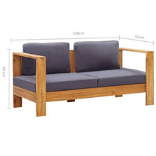 FAMIROSA Panca da Giardino con Cuscini 140 cm in Legno di Acacia Grigio