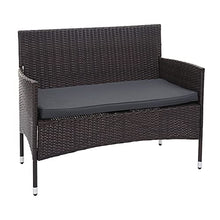 Mendler Salottino da Esterno Giardino HWC-F55 polyrattan Marrone con Cuscini Grigio Scuro
