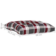 vidaXL Cuscino per Pouf su Pallet Rosso Motivo a Quadri in Tessuto