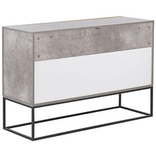 Beliani Credenza Base in Metallo Nero 3 Cassetti Legno Chiaro e Grigio Arietta