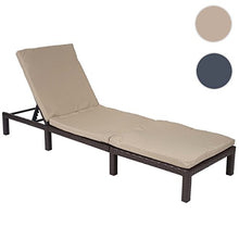 Lettino da esterno polyrattan HWC-A51 regolabile Basic marrone cuscino beige