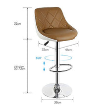 POPSPARK Set di 2 sgabelli da Bar con Schienale e Sedile Ben Imbottiti, Altezza Regolabile e Rotazione di 360 ° (Marrone)