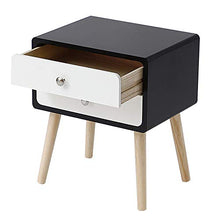 YJIIJY Comodino con 2 Cassetti, Armadietto Notte Cassettiera Realizzato in MDF, tavolino d'appoggio, Tavolino per Divano, Organizer per Camera da Letto Bagno (Nero e Bianco)