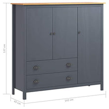 FAMIROSA Armadio a 3 Ante Hill Range Grigio 142x45x137cm Massello Pino